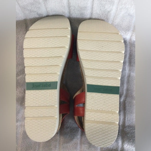 Josef Seibel Tan and Red Leather Platform Sandal EU 37 US 6 to 6.5 - Picture 7 of 13